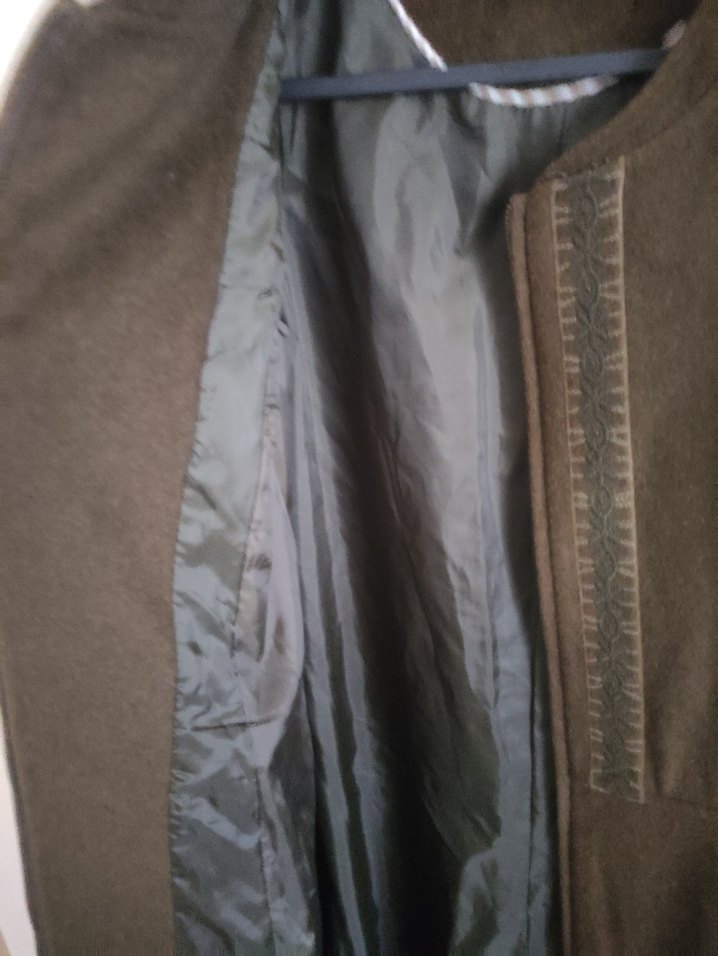 Koyu yeşil Uzun Kadın keçe Kaban - Görsel 5