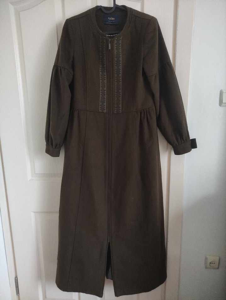 Koyu yeşil Uzun Kadın keçe Kaban - Görsel 3