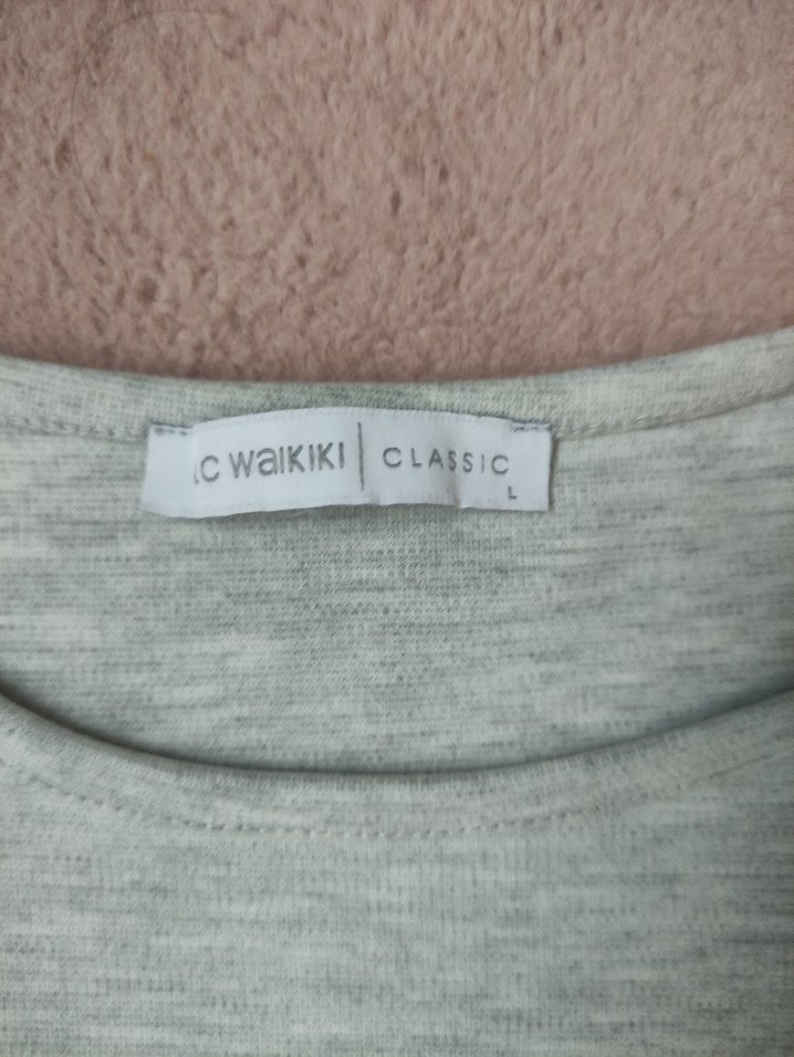 Gri Pamuklu uzunKollu midi kesim sweet - Görsel 2