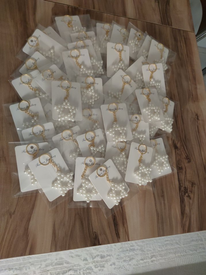 İnci Boncuklu Yıldız Anahtarlık - 15 adet stok - Görsel 2