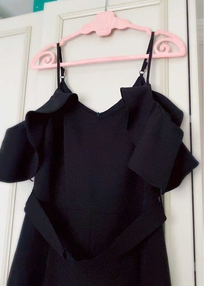 Siyah şık tulum kemerli - Görsel 5