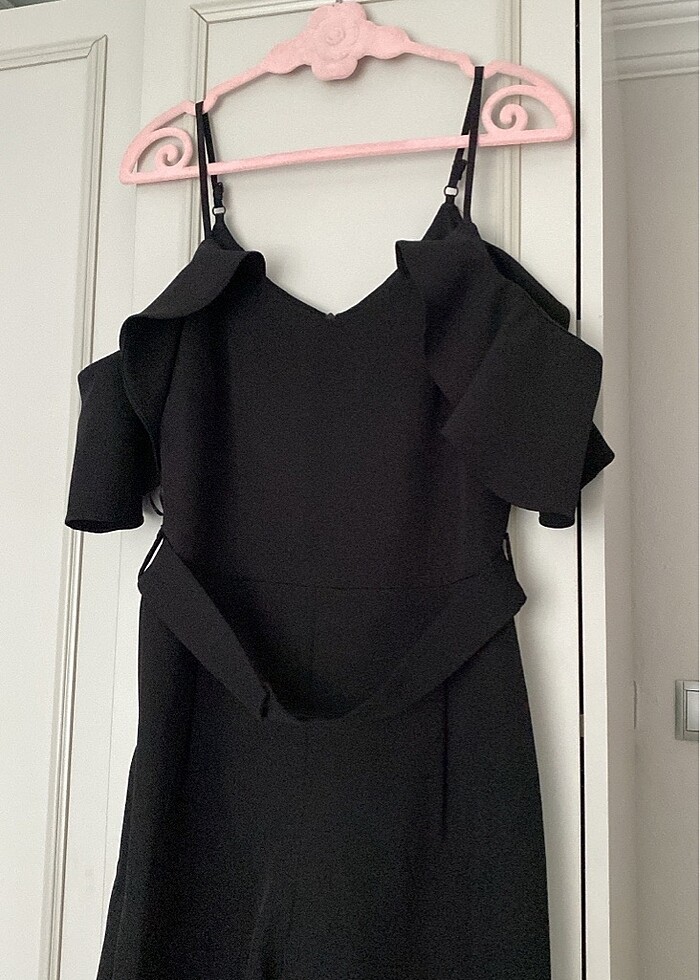 Siyah şık tulum kemerli - Görsel 2