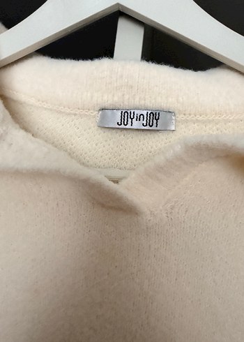 Beyaz Kısa Kollu Örgü Kadın Kazak peluş - Görsel 2