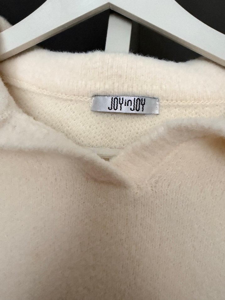 Beyaz Kısa Kollu Örgü Kadın Kazak peluş - Görsel 2