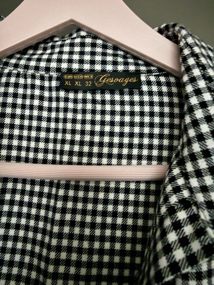 Düğmeli Gri Kareli Kadın Gömlek - Görsel 2