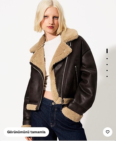 m Beden Bershka içi suni kürklü biker ceket