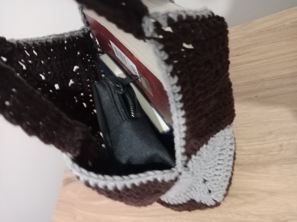 Kareli Örgü Bohem Kadın Çantası - Görsel 4