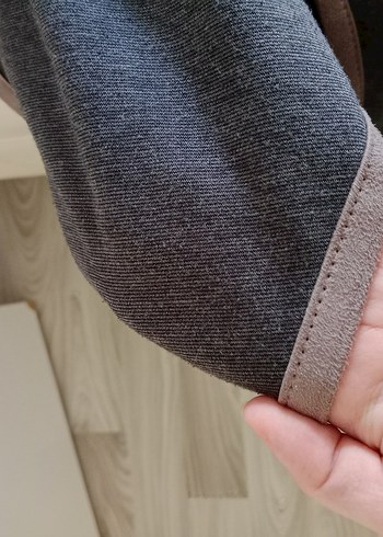 Düğmeli Gri Kadın Uzun Kollu Panço - Görsel 12