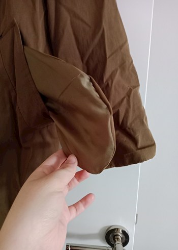 Bej Uzun Keten Kadın Trençkot - Görsel 11