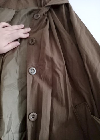 Bej Uzun Keten Kadın Trençkot - Görsel 12