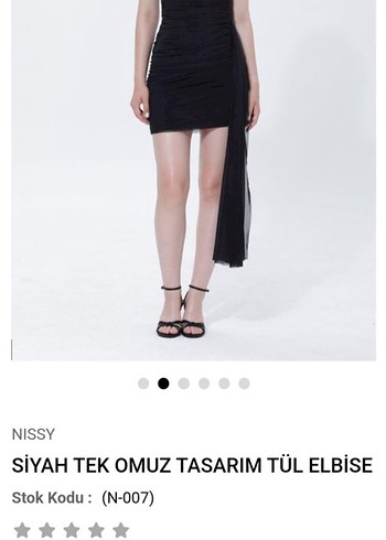Nissy Siyah Tek Omuz Drapeli Mini Elbise