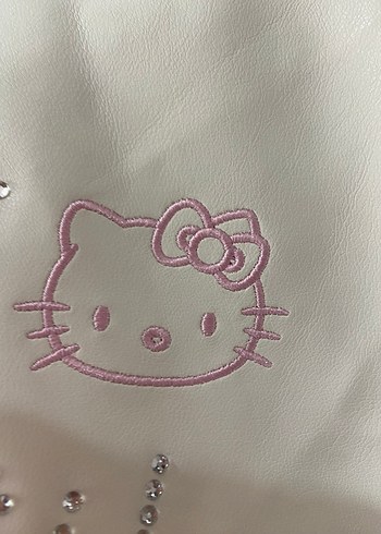 BERSHKA hello kitty Pembe Beyaz Deri Ceket - Görsel 7
