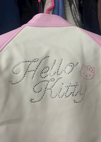 BERSHKA hello kitty Pembe Beyaz Deri Ceket - Görsel 6