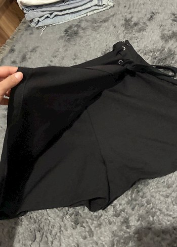 Siyah Kemerli Mini şort Etek - Görsel 2