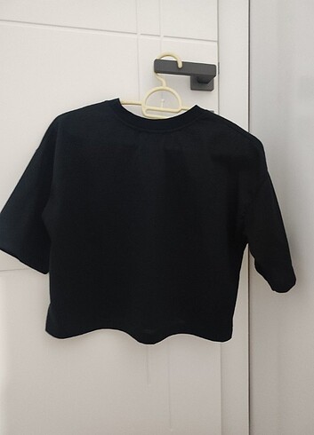 Diğer Illusion Face Baskılı Kemer Boy Oversize Kadın Siyah T-shirt