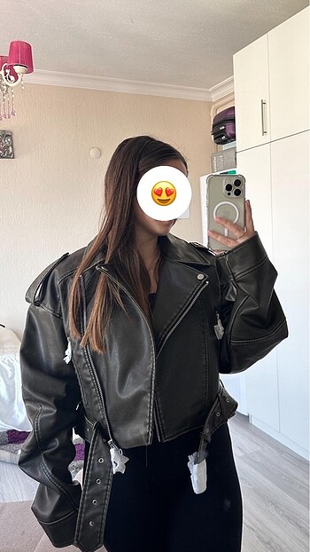 l Beden haki Renk Zara Deri Ceket