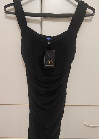 Siyah U Yaka kısa Abiye Elbise - Görsel 2