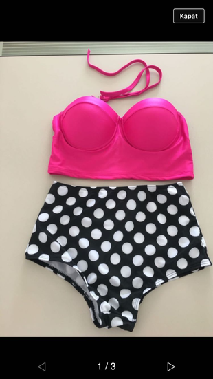 l Beden pembe Renk Yüksek bel bikini