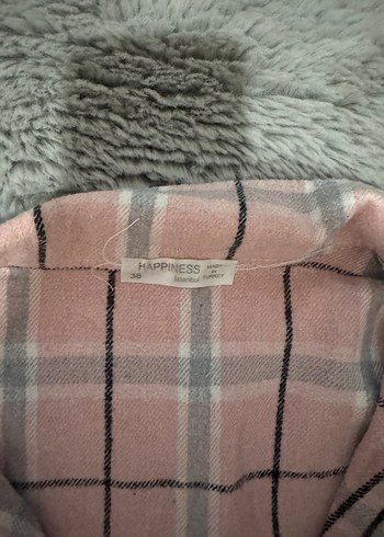 Zara Pembe Kareli Düğmeli Uzun Kollu Kadın Gömlek