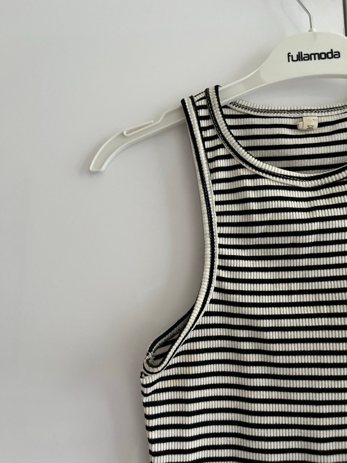 Çizgili Kolsuz Mini Kadın Atlet - Görsel 3