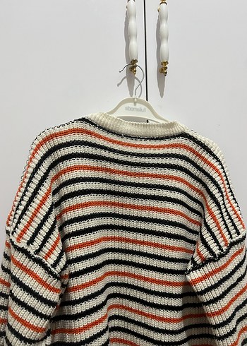 Çizgili Örgü Kadın Kazak - Görsel 3