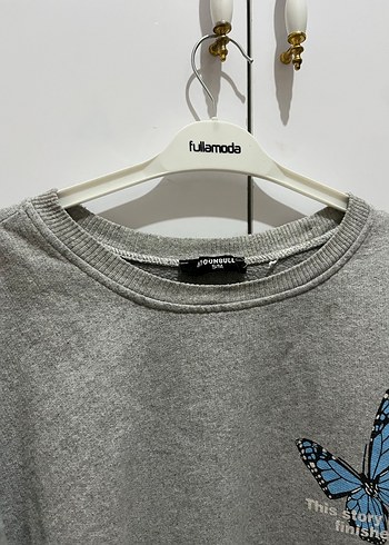 Gri Uzun Kollu Baskılı Kadın Sweatshirt - Görsel 3