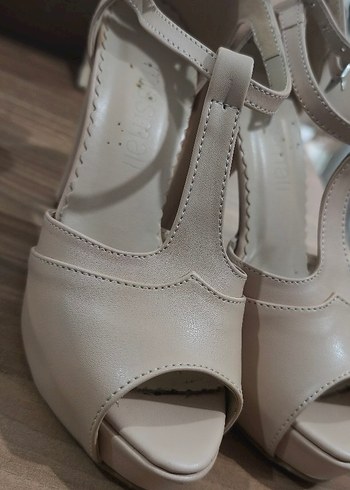 Bej Platform Stiletto Topuklu Kadın Ayakkabı - Görsel 7