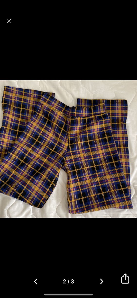 Kadın Çok Renkli Pileli Ekose Pantolon - Görsel 2