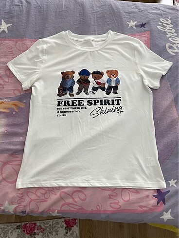 Beyaz Baskılı Tshirt Oversize