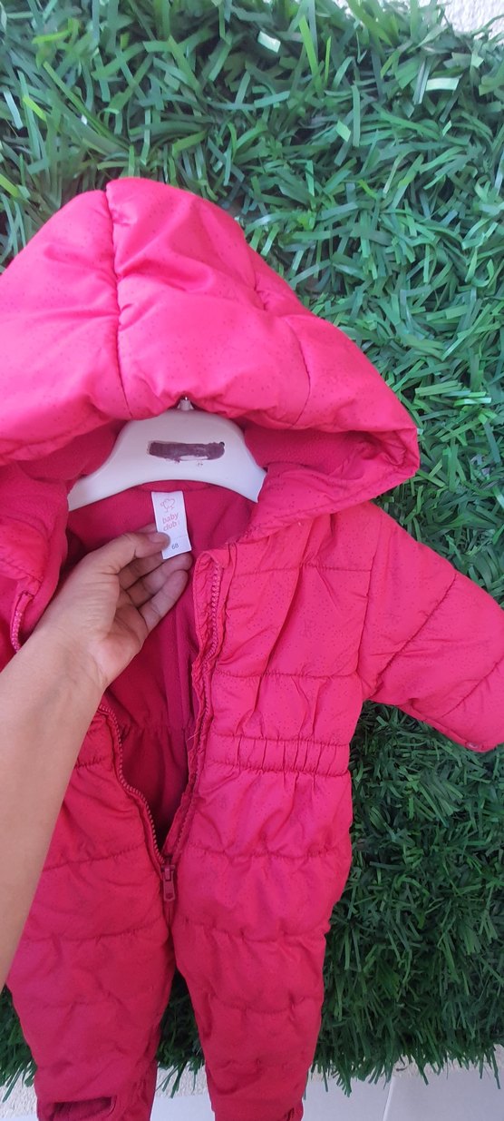 Kapüşonlu Fermuarlı Pembe Bebek Tulumu - Görsel 4