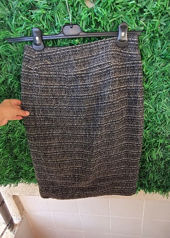 36 Beden park bravo 36 beden Gri Kadın Midi kalem Etek Velcro Detaylı