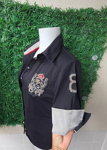m Beden gri Renk philip plein m beden Kısa Kollu Gri Kadın Gömlek