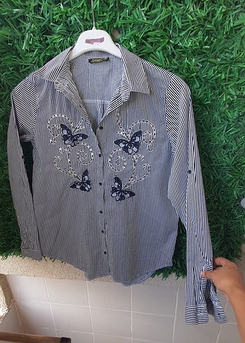 m Beden saloon m/l uyumlu Düğmeli Nakışlı Kadın Gömlek