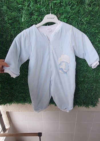 Mavi Erkek Bebek 18 ay Fermuarlı Tulum