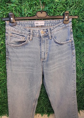 Zara Kadın Mavi Bağlamalı Midi Boy Denim Pantolon