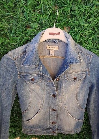 s Beden Düğmeli Mavi Tie-Dye Kadın Denim Ceket