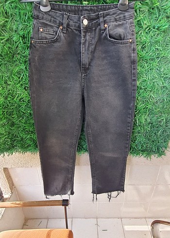 36 Beden Gri Batik Desenli Kadın Kot Pantolon