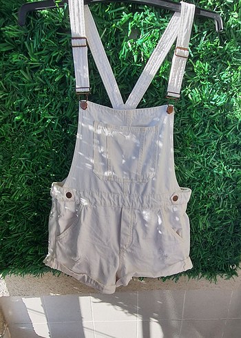 Kızlar için Beyaz Askılı Şort Tulum - Görsel 4