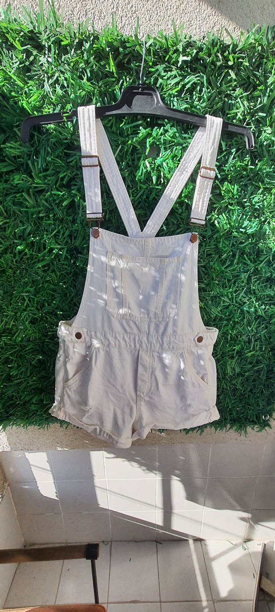 Kızlar için Beyaz Askılı Şort Tulum - Görsel 4