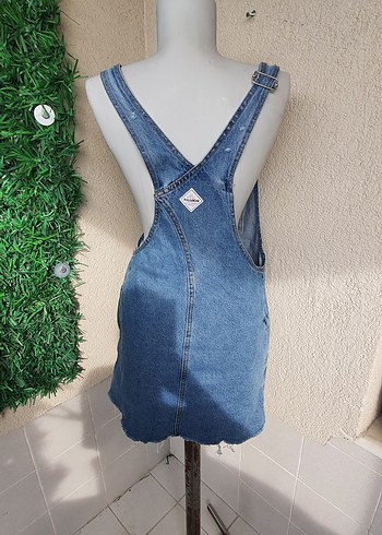 pull bear s beden Mavi Denim Askılı Midi Tulum - Görsel 2