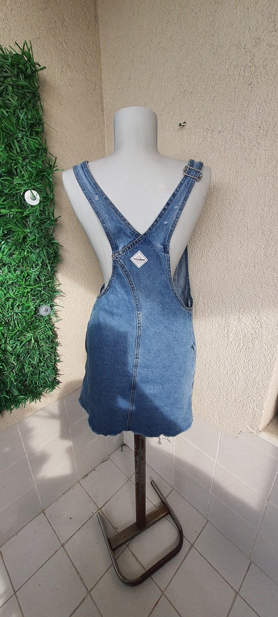 pull bear s beden Mavi Denim Askılı Midi Tulum - Görsel 2