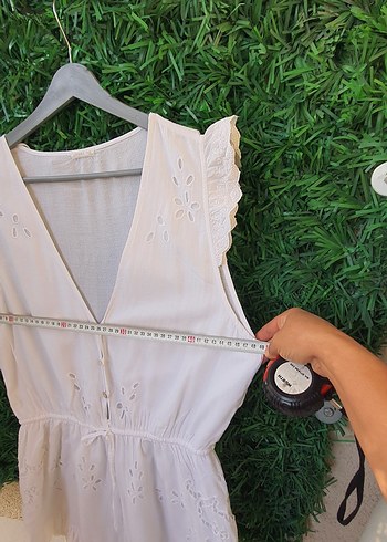Dantel Detaylı Beyaz Bohem ince s beden tulum - Görsel 6