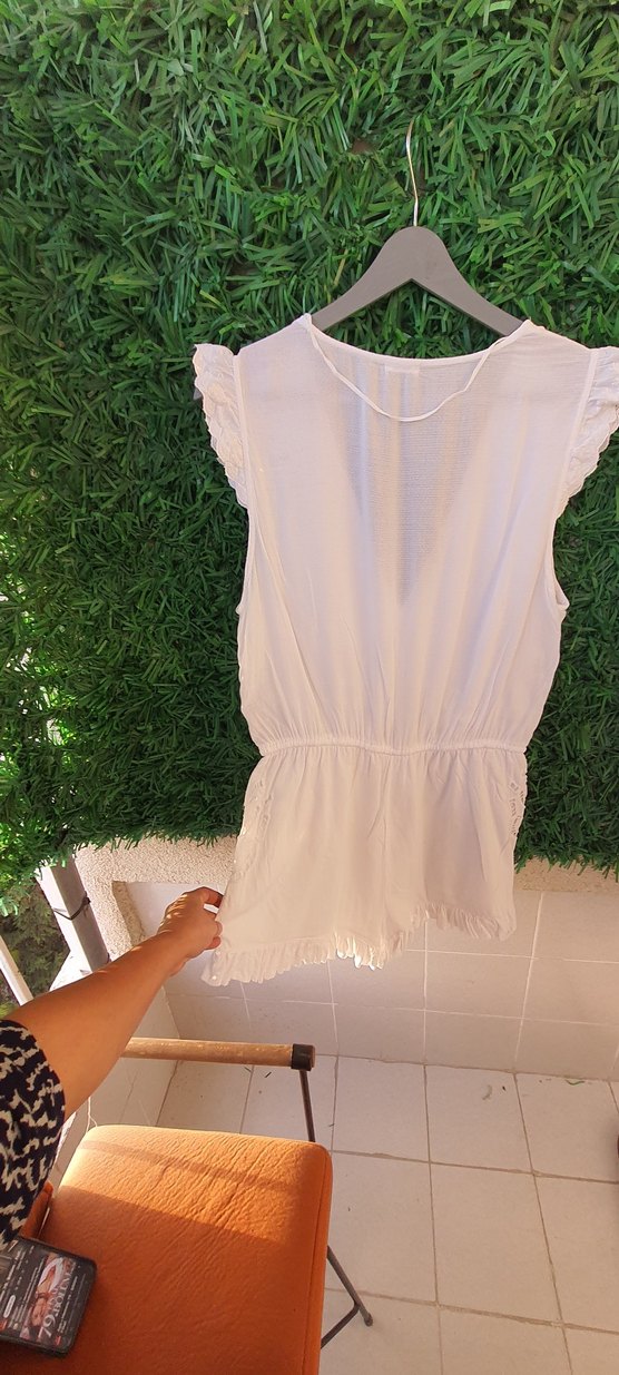 Dantel Detaylı Beyaz Bohem ince s beden tulum - Görsel 4