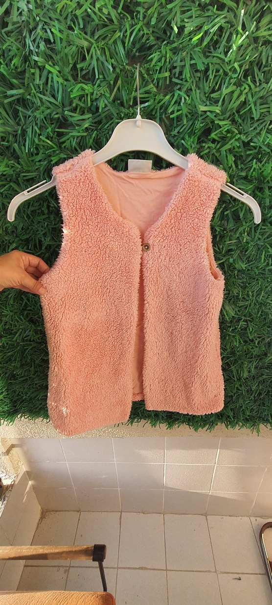lcw 9/10 yas Kız Çocuk Pembe Peluş Yelek - Görsel 2