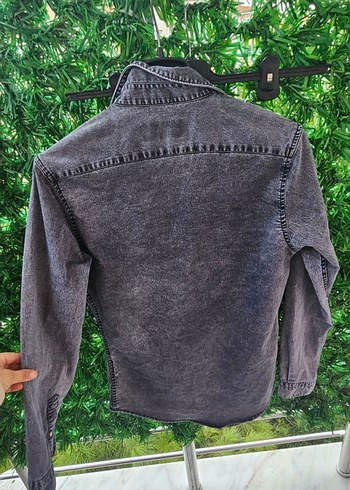 Massimo Dutti Gri Denim s beden Erkek Gömlek Uzun Kollu