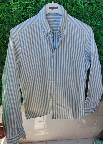 m Beden gri Renk massimo dutti m/l uyumlu cizgili Gri Erkek Pamuk Gömlek