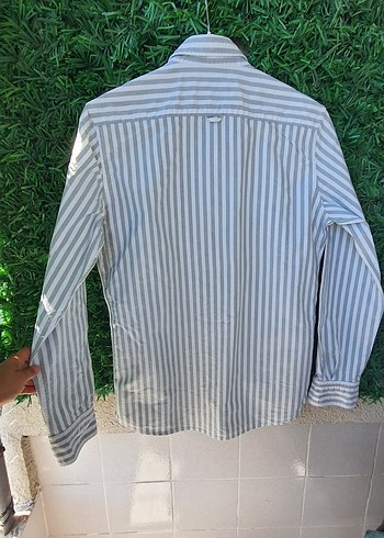 Massimo Dutti massimo dutti m/l uyumlu cizgili Gri Erkek Pamuk Gömlek
