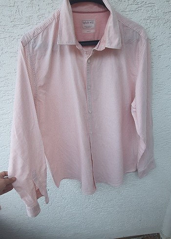 Pembe Pamuklu Uzun Kollu Erkek Gömlek - Görsel 2