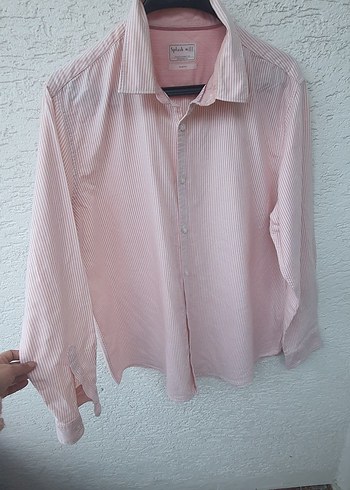 Pembe Pamuklu Uzun Kollu Erkek Gömlek - Görsel 7