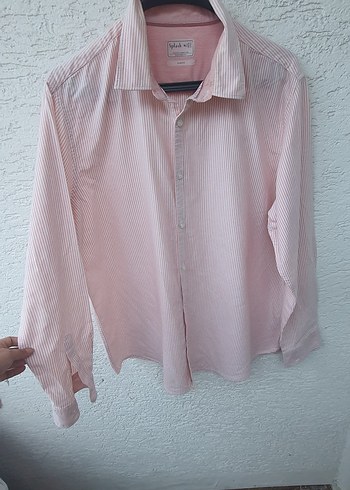 Pembe Pamuklu Uzun Kollu Erkek Gömlek - Görsel 8